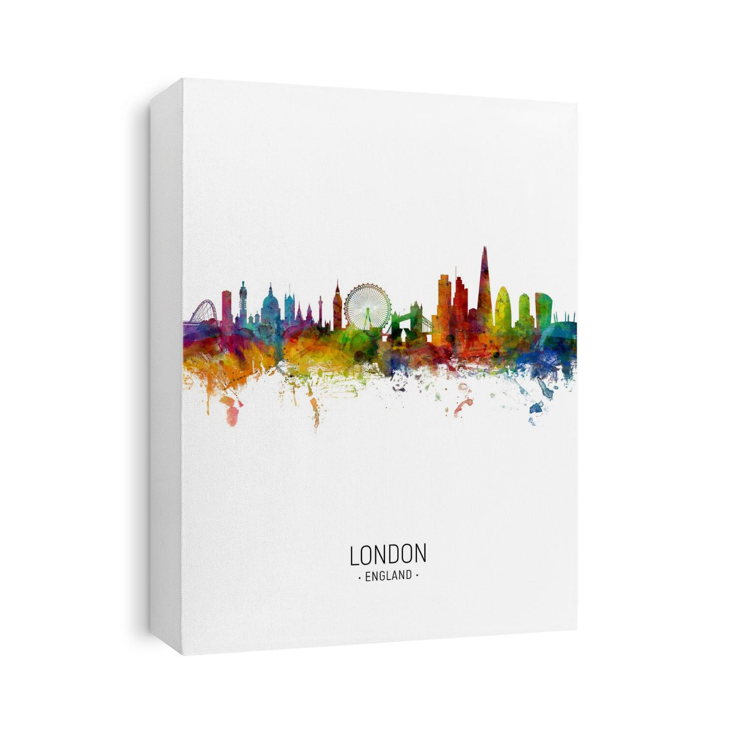 Watercolor art print of the skyline of the City of London, England