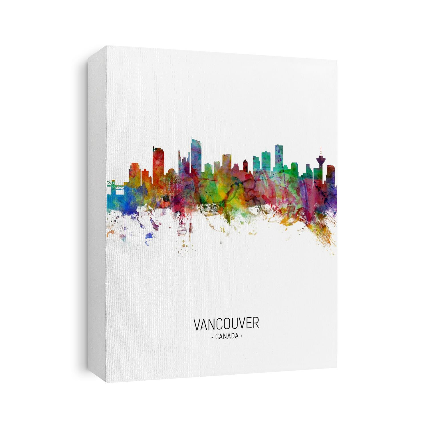 Watercolor art print of the skyline of the city of Vancouver, British Columbia, Canada