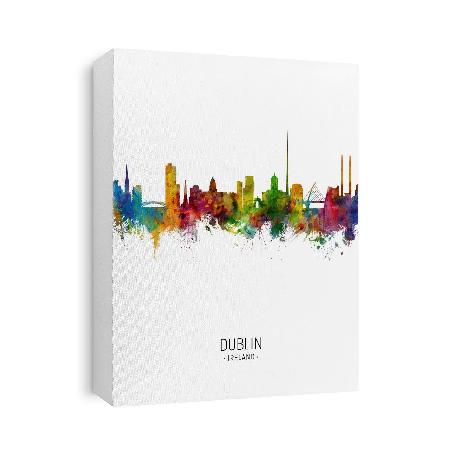 Watercolor art print of the skyline of Dublin, Ireland