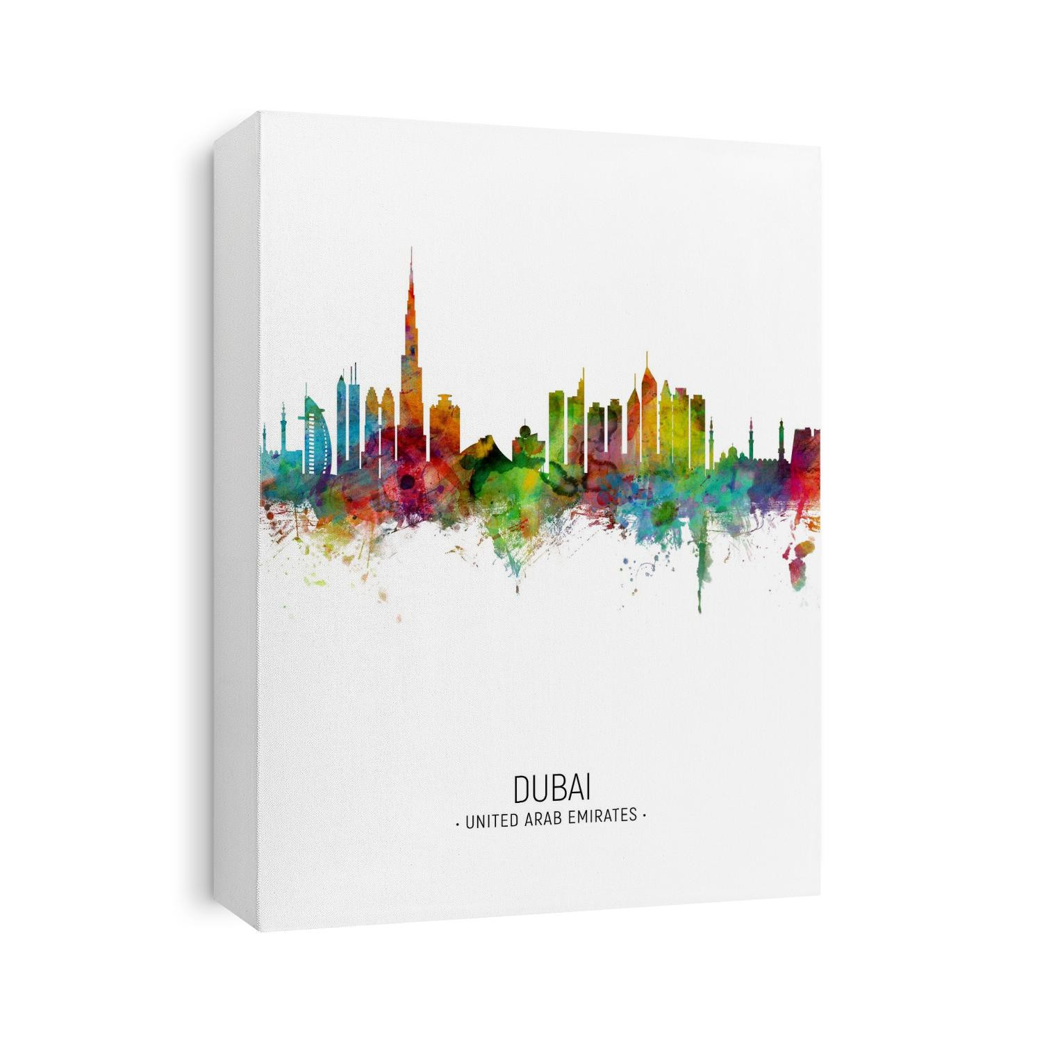 Watercolor art print of the skyline of Dubai, United Arab Emirates