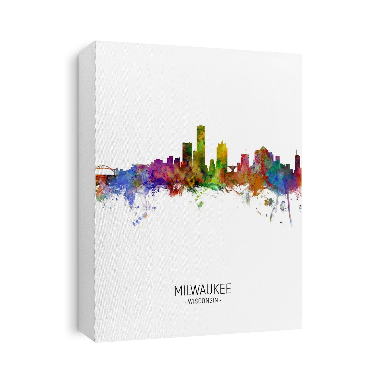 Watercolor art print of the skyline of Milwaukee, Wisconsin, United States