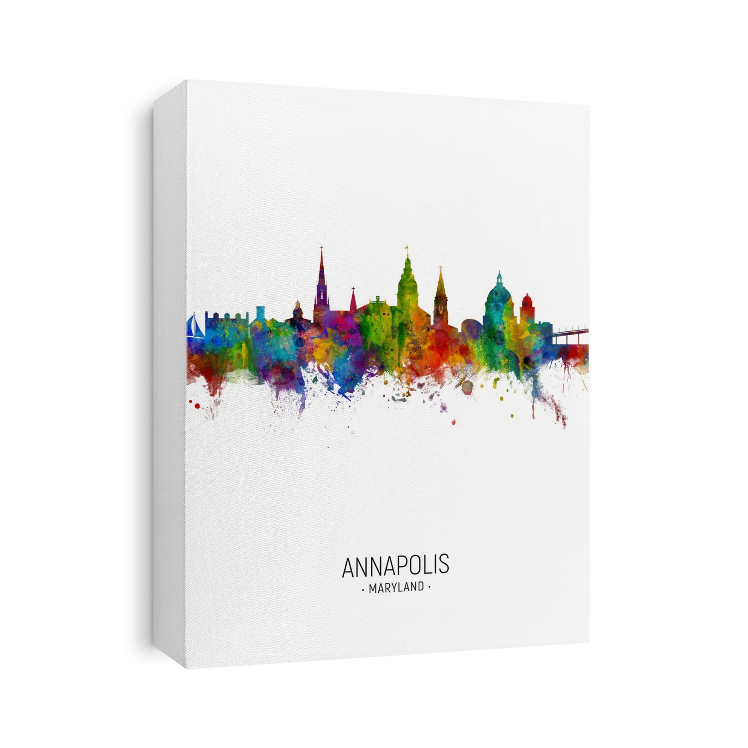 Watercolor art print of the skyline of Annapolis, Maryland, United States