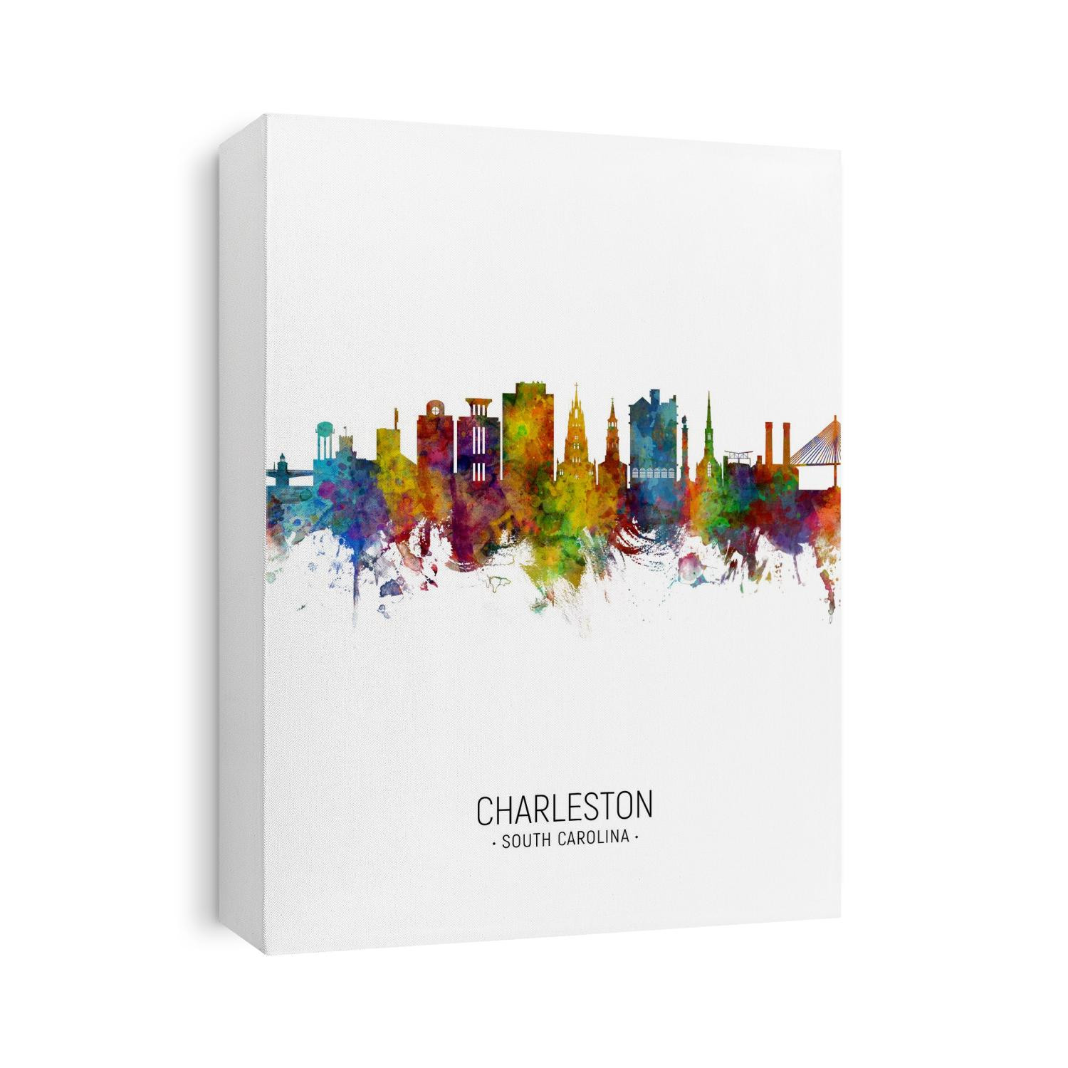 Watercolor art print of the skyline of Charleston, South Carolina, United States