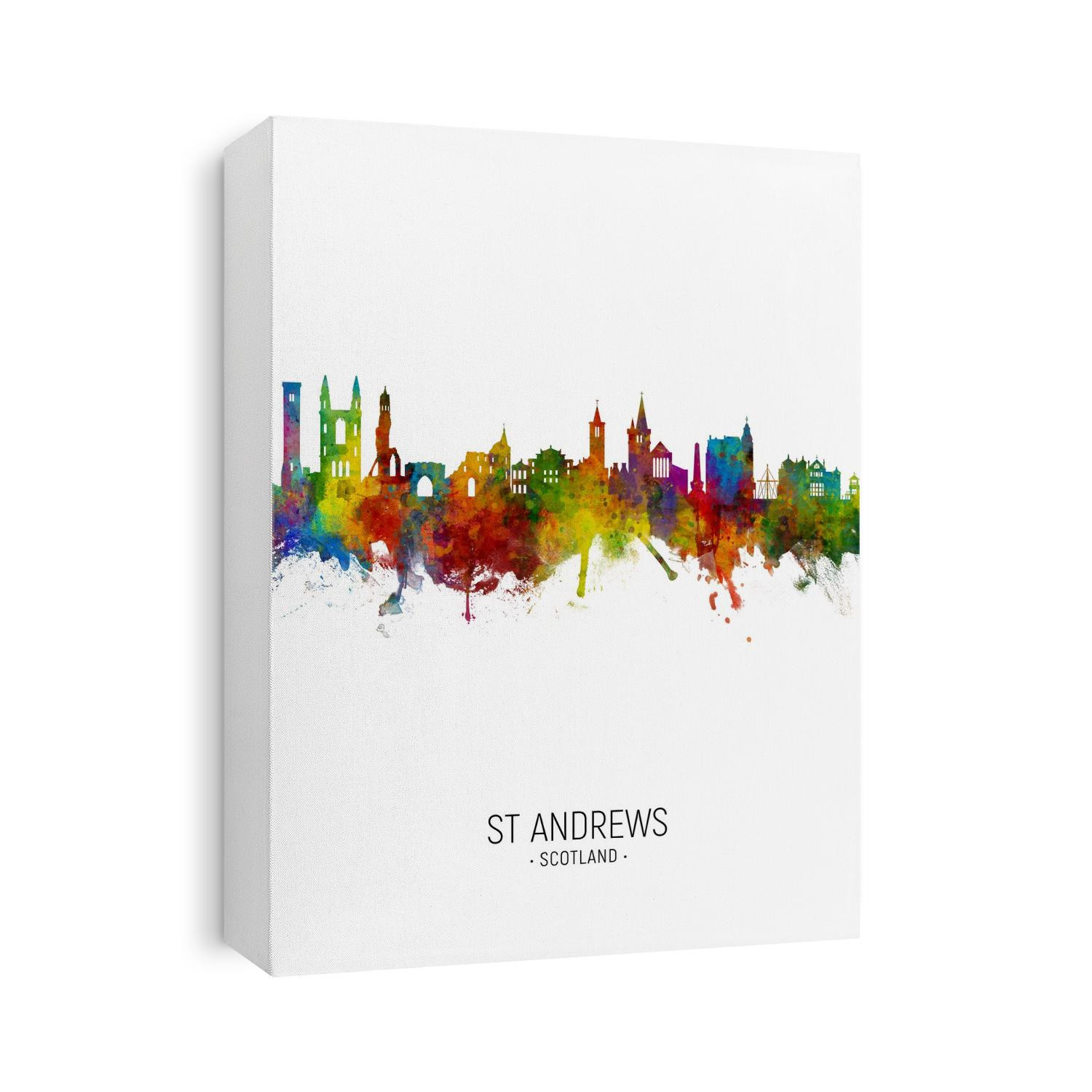 Watercolor art print of the skyline of St Andrews, Scotland, United Kingdom