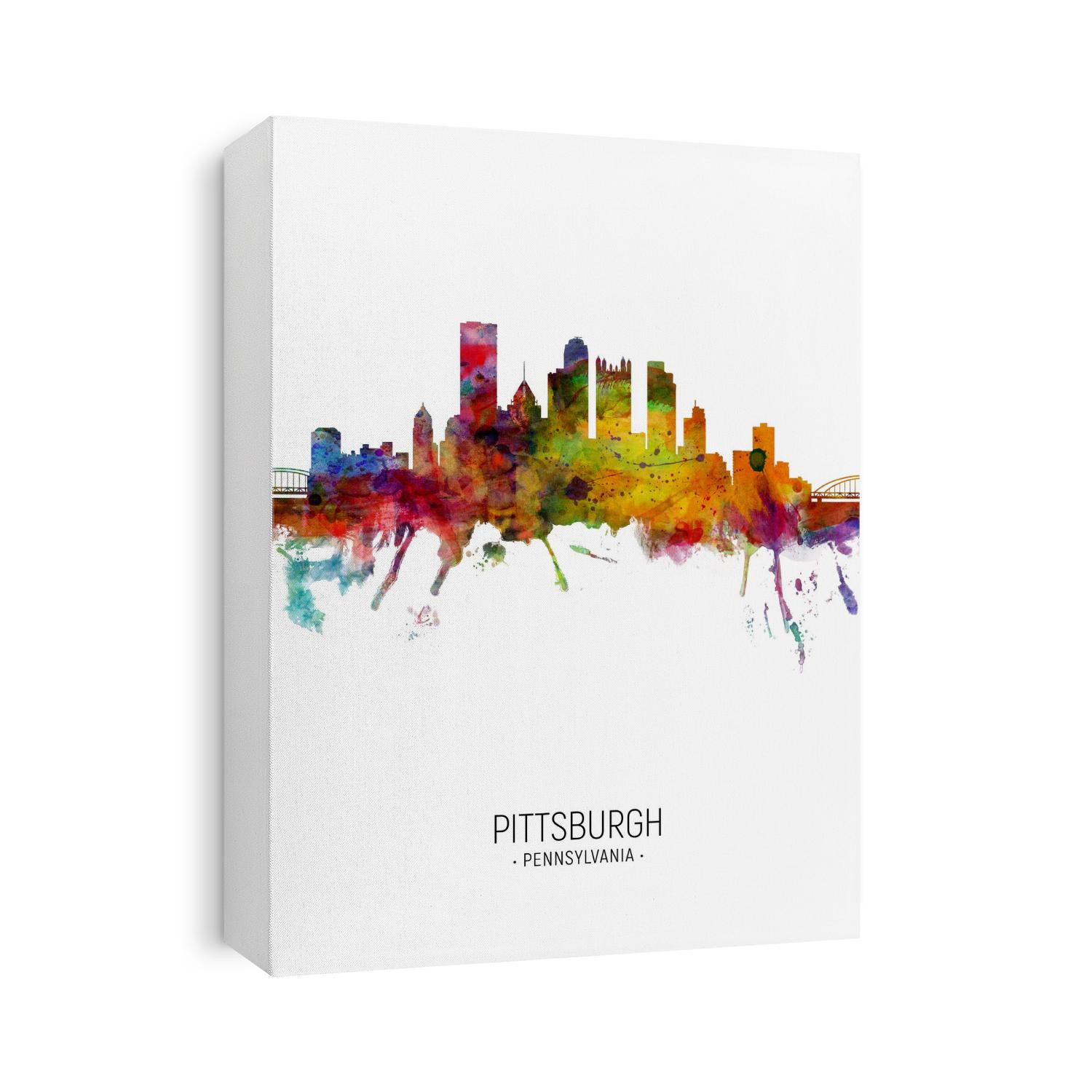 Watercolor art print of the skyline of Pittsburgh, Pennsylvania, United States
