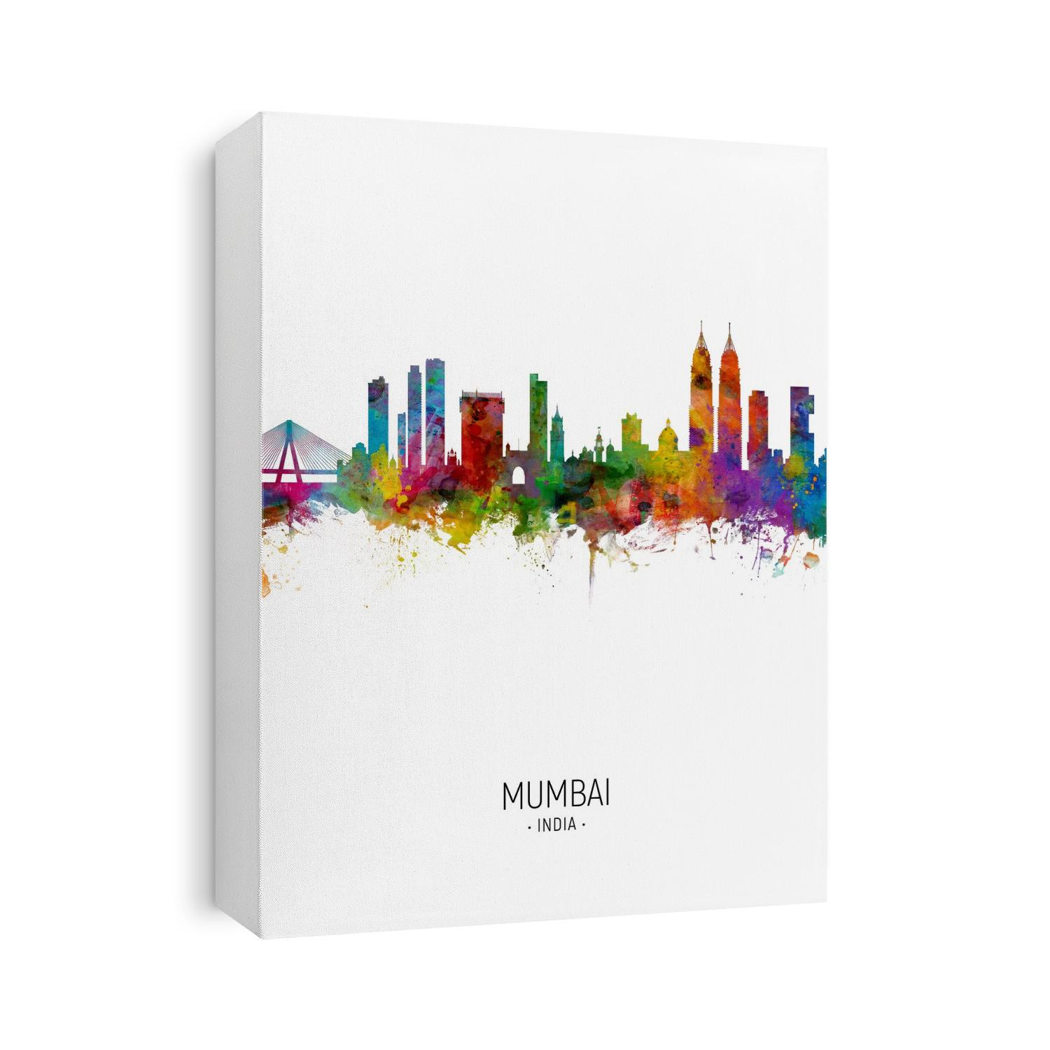 Watercolor art print of the skyline of Mumbai, India