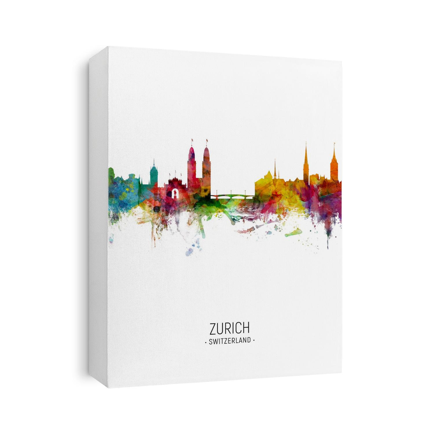 Watercolor art print of the skyline of Zurich, Switzerland