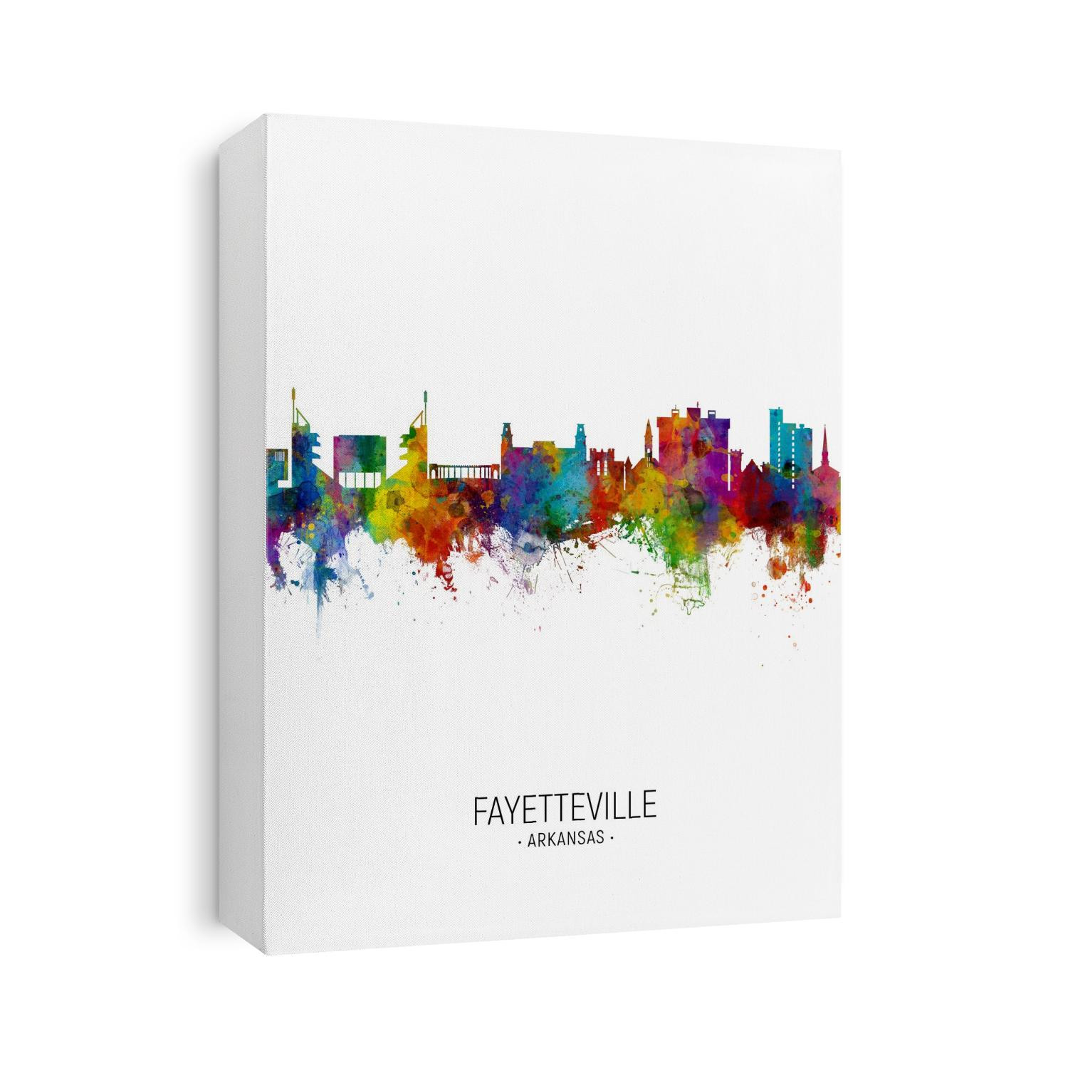 Watercolor art print of the skyline of Fayetteville, Arkansas, United States