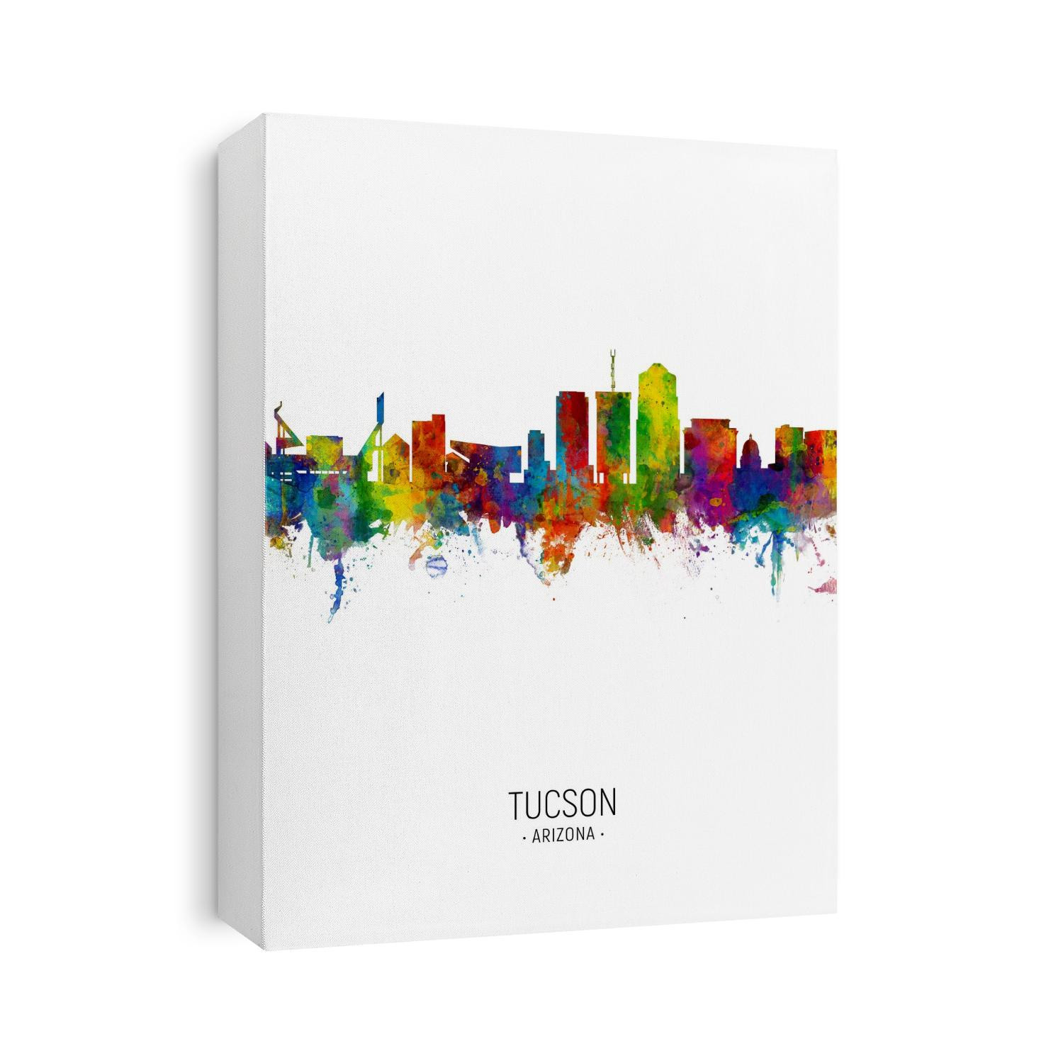 Watercolor art print of the skyline of Tucson, Arizona, United States