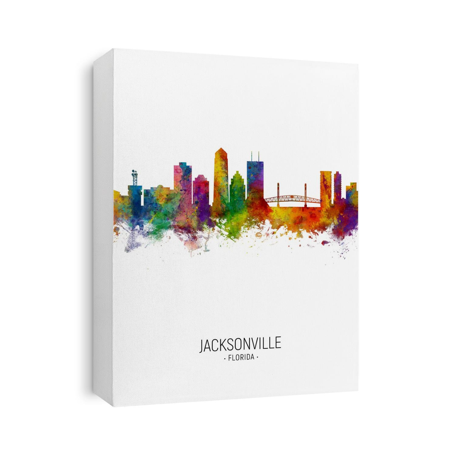 Watercolor art print of the skyline of Jacksonville, Florida, United States