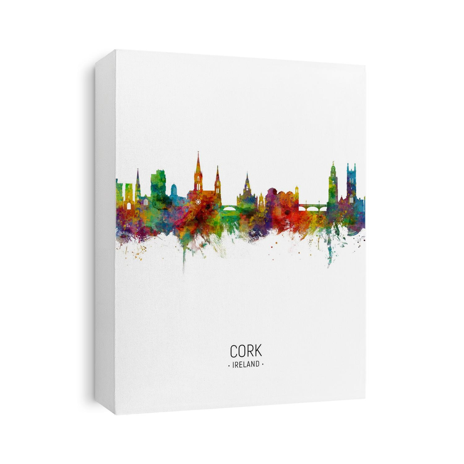 Watercolor art print of the skyline of Cork, Ireland