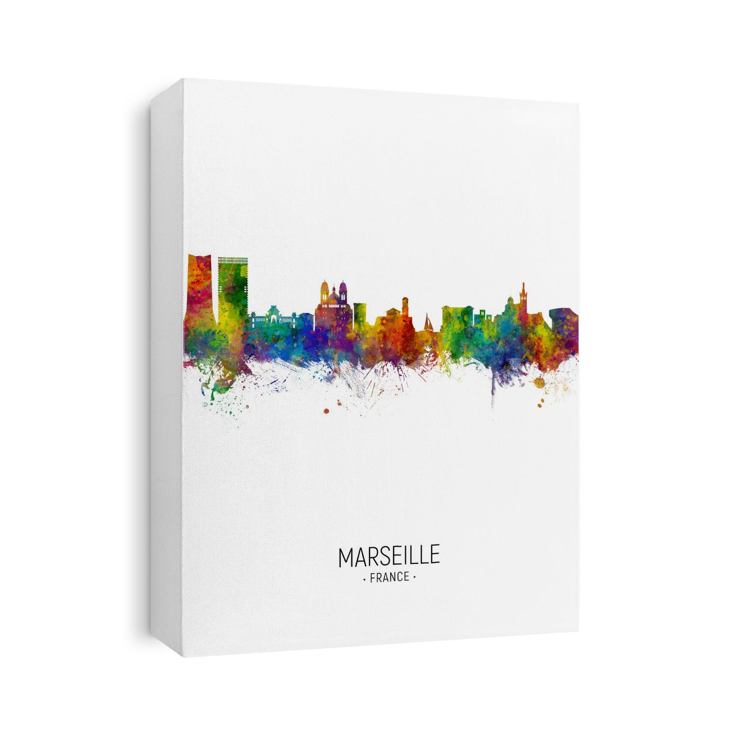 Watercolor art print of the skyline of Marseille, France