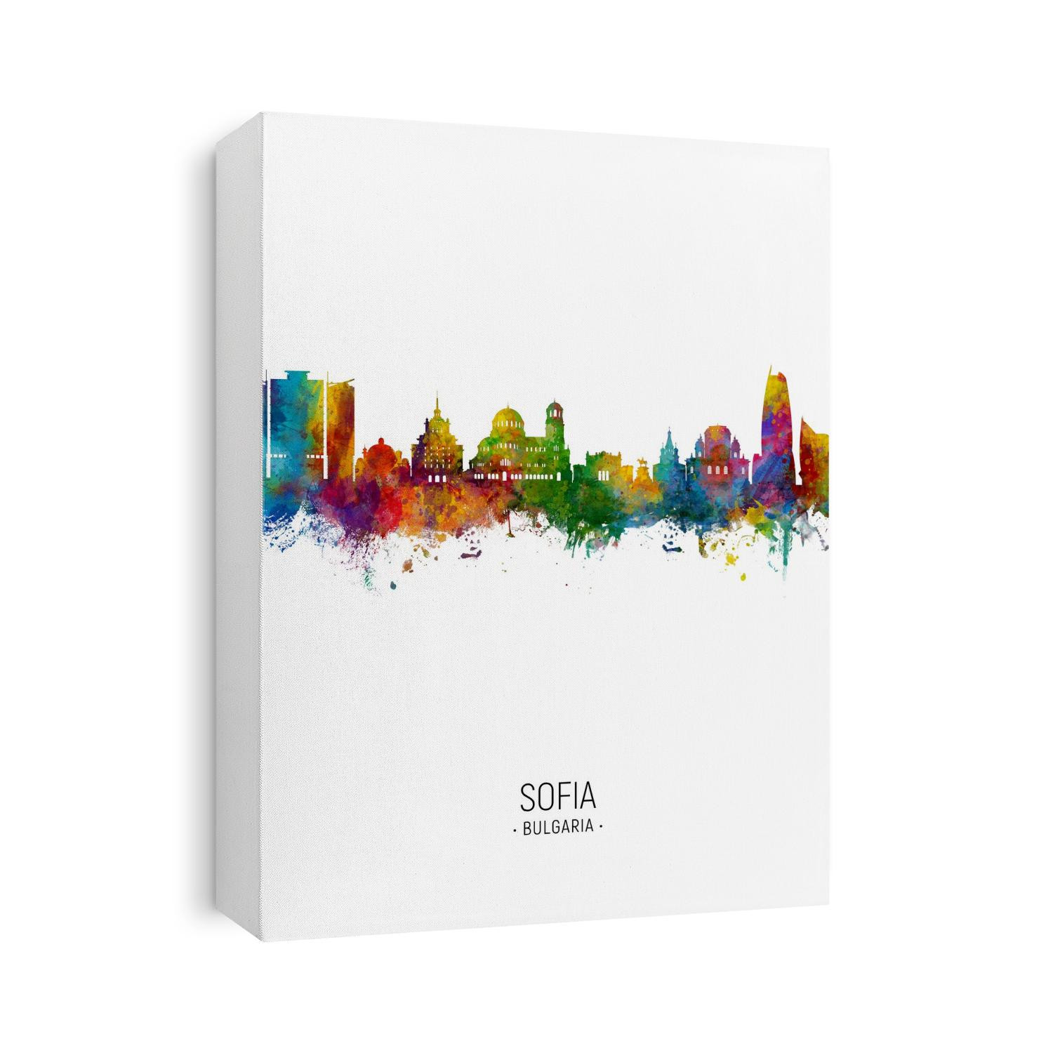Watercolor art print of the skyline of Sofia, Bulgaria