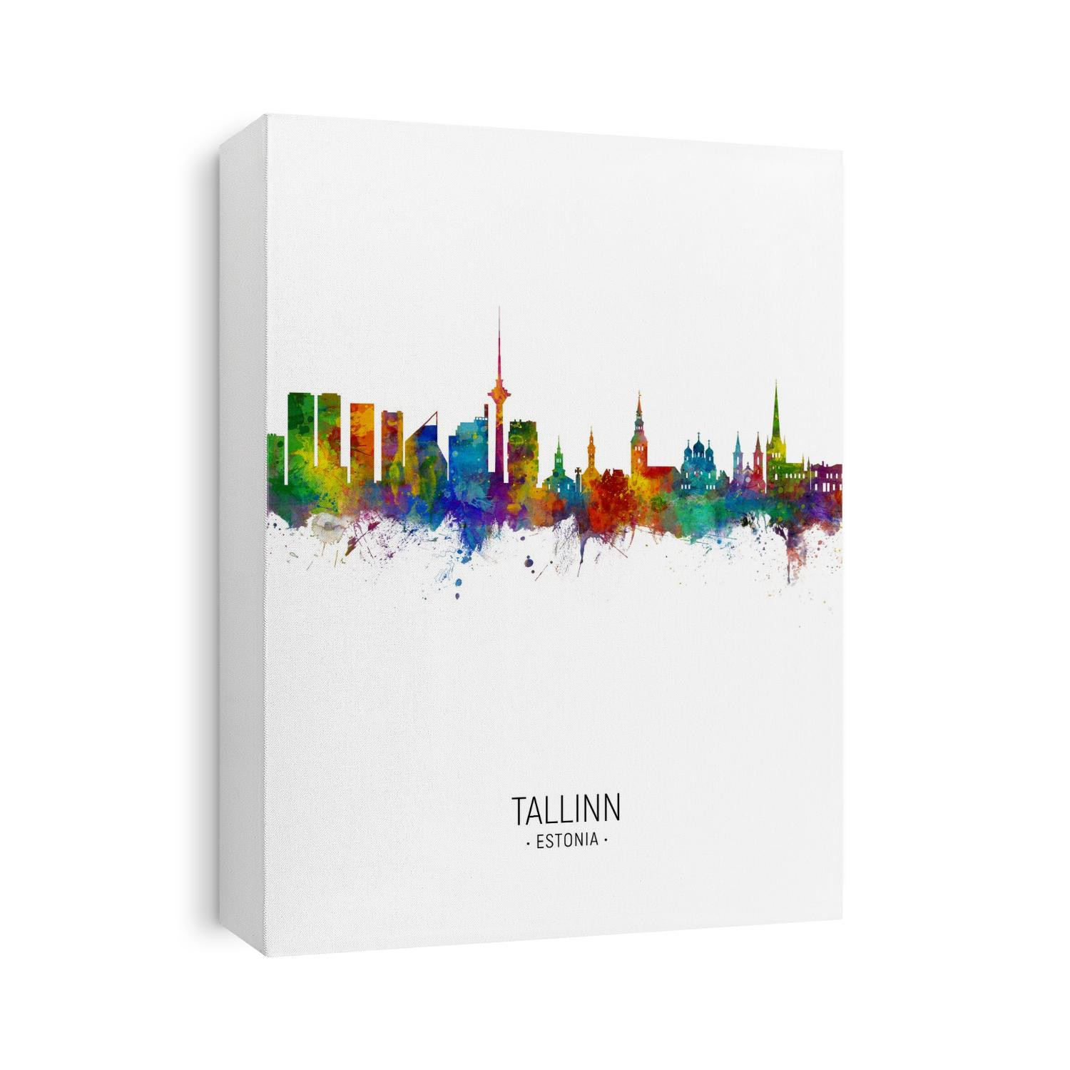 Watercolor art print of the skyline of Tallinn, Estonia