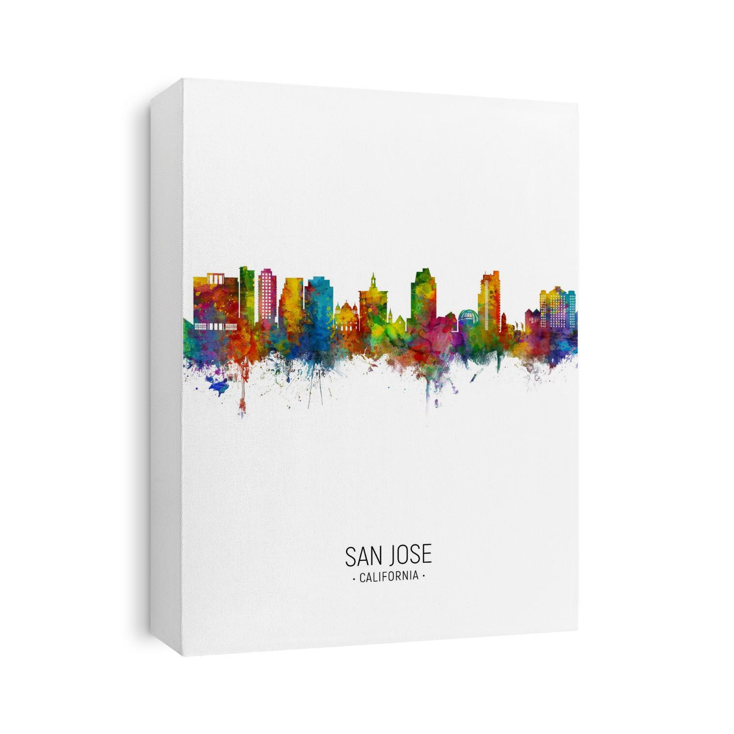 Watercolor art print of the skyline of San Jose, California, United States