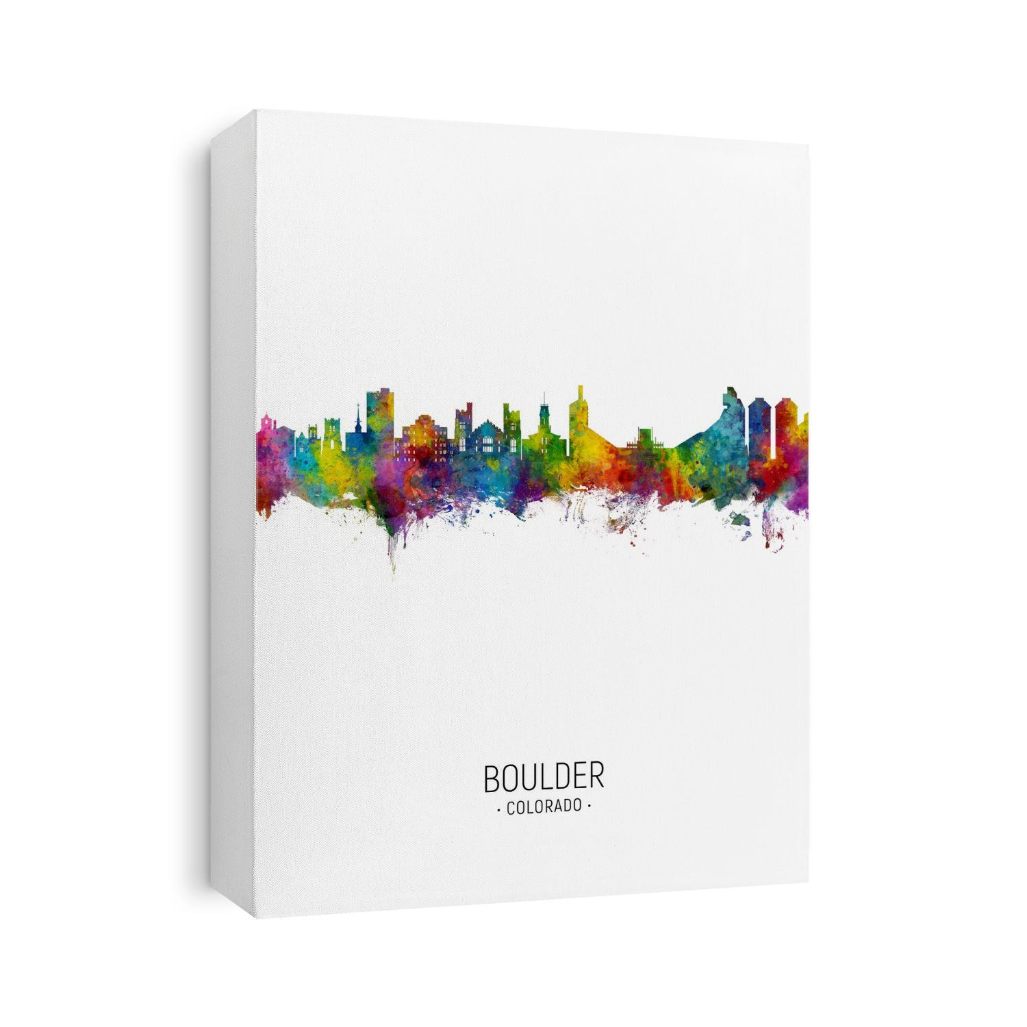 Watercolor art print of the skyline of Boulder, Colorado