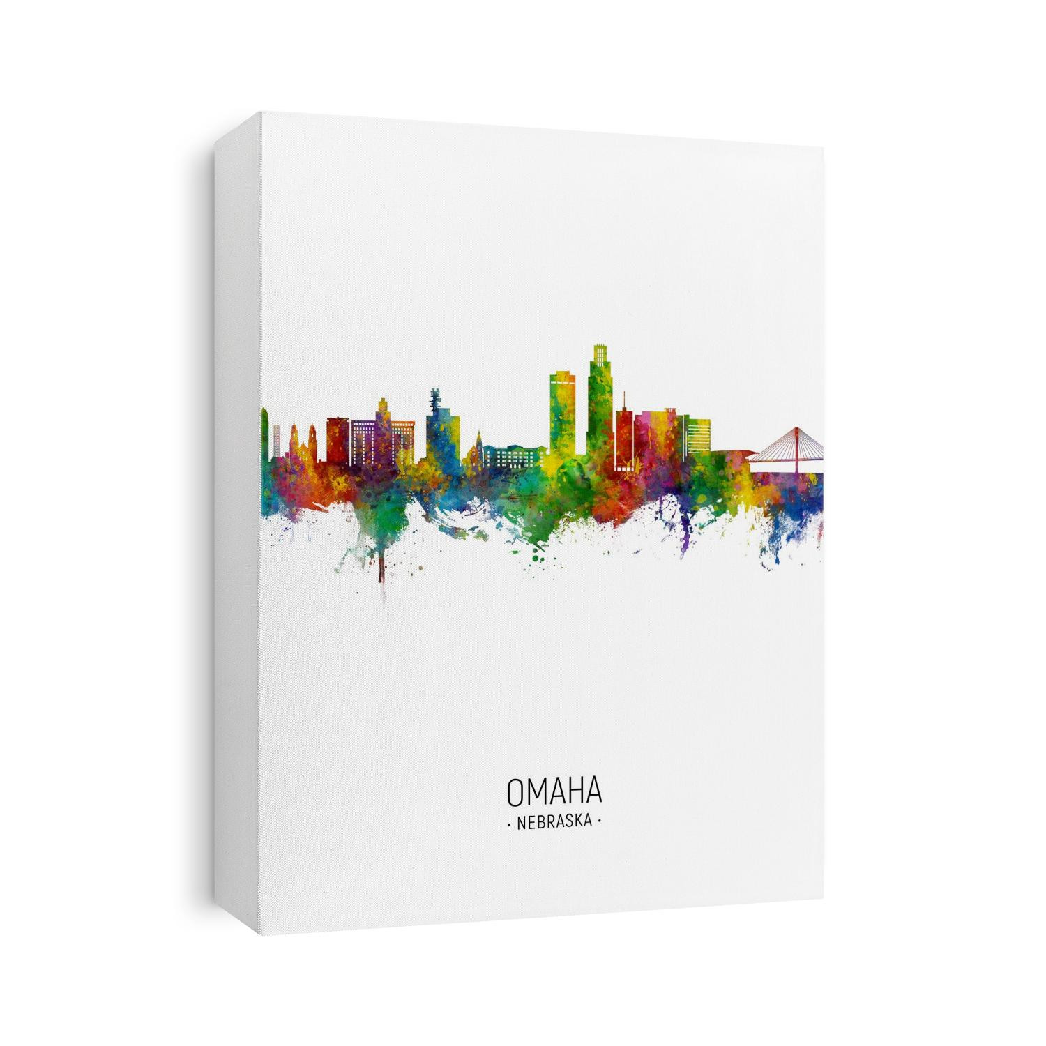 Watercolor art print of the skyline of Omaha, Nebraska