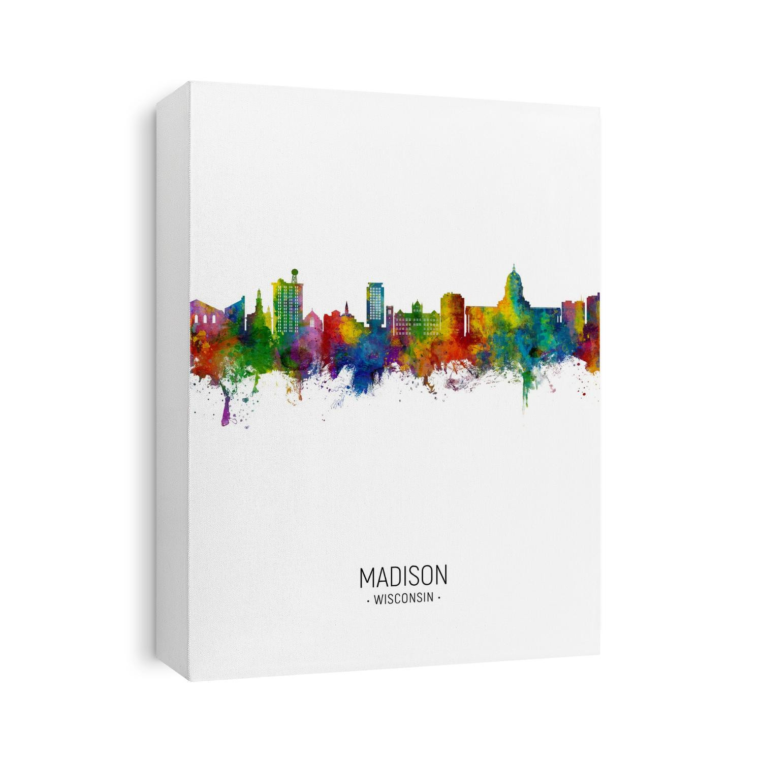 Watercolor art print of the skyline of Madison, Wisconsin, United States