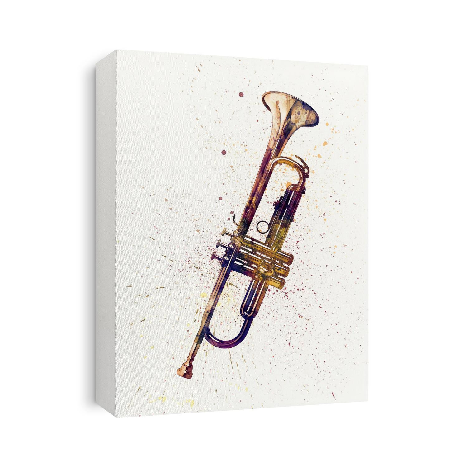 An abstract watercolor print of a Trumpet