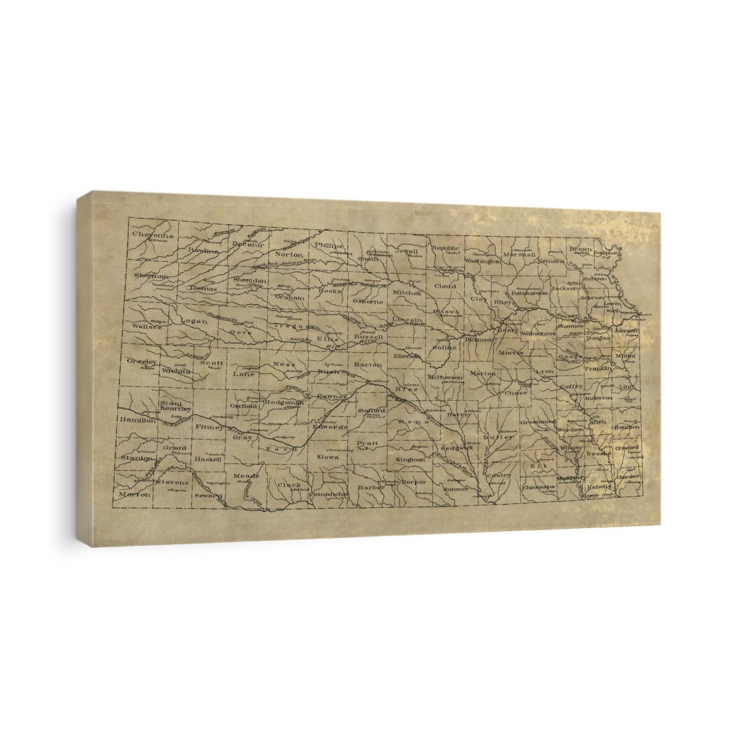Old map of Kansas from 1893.