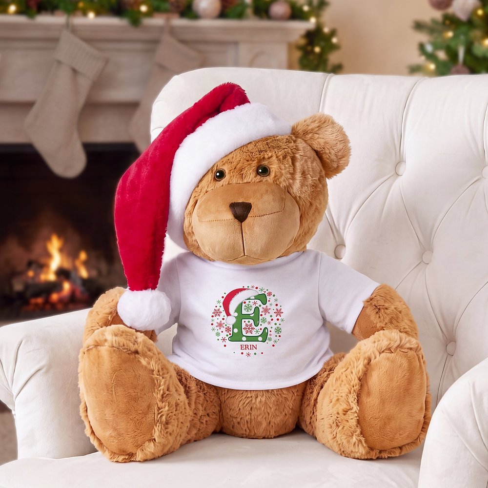 Giant Plush Teddy Bear Gram Christmas T-Shirt With Santa Hat