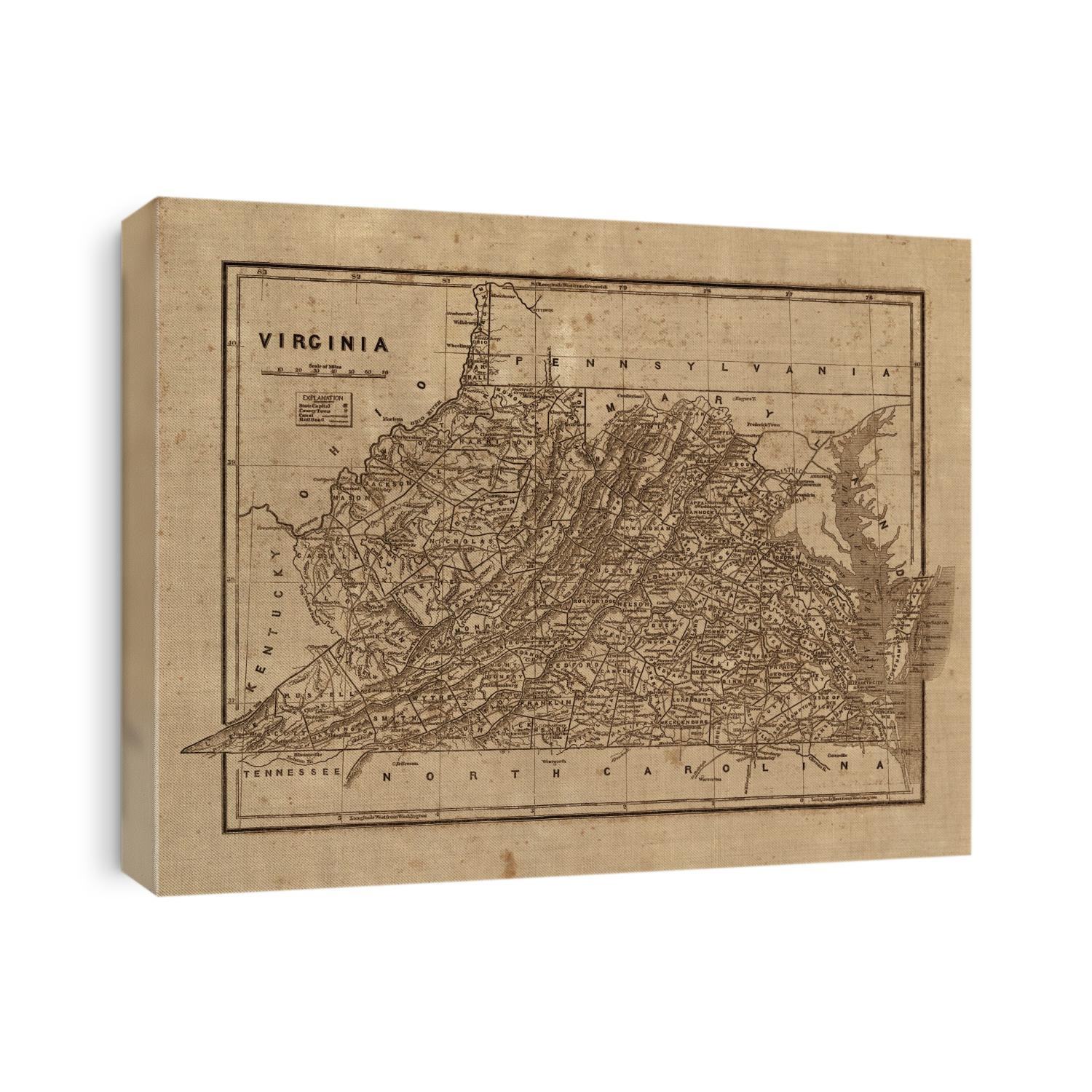 Old map of Virginia and West Virginia from 1842 by Sidney Morse and Samuel Breese.