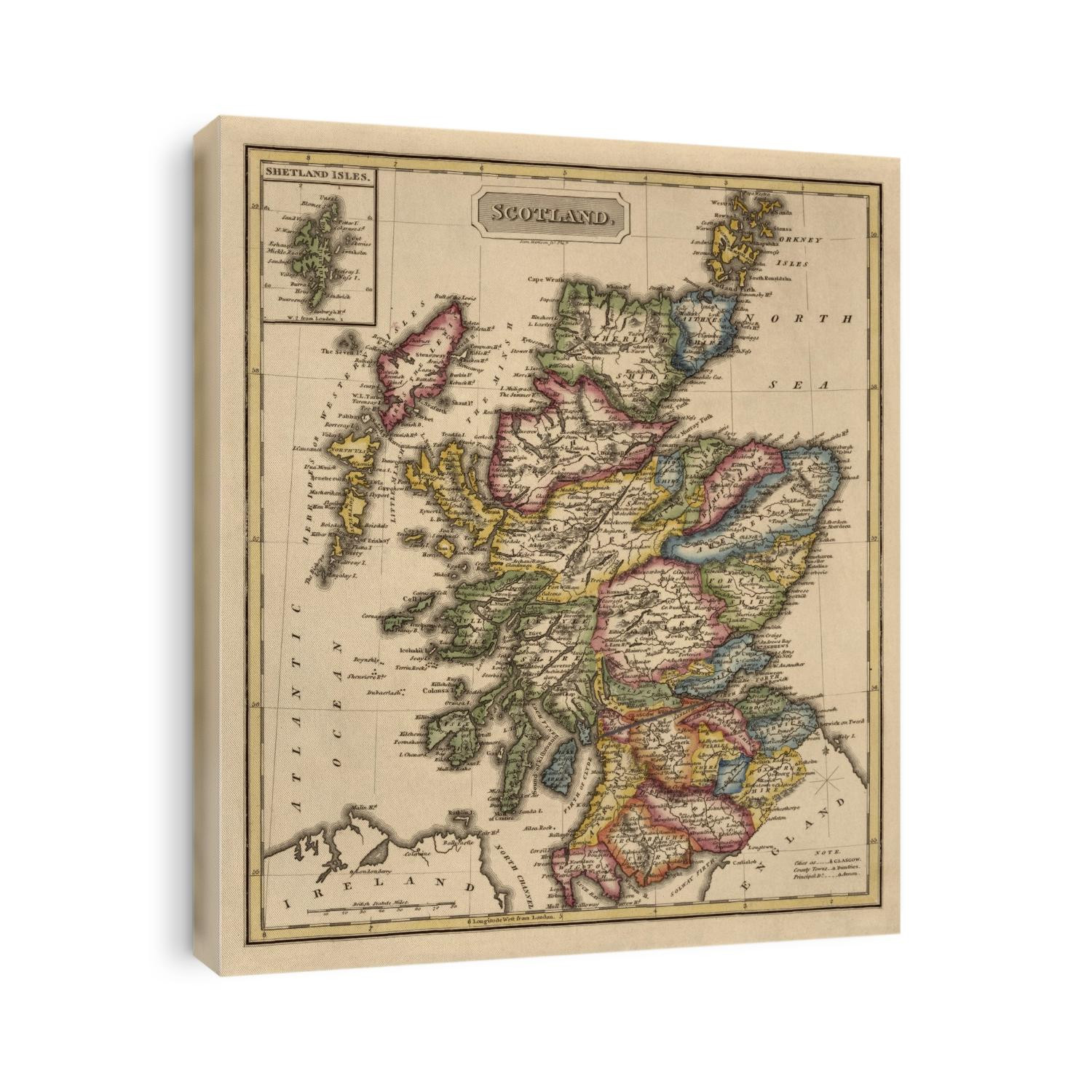 Old map of Scotland from c1817 by Fielding Lucas.
