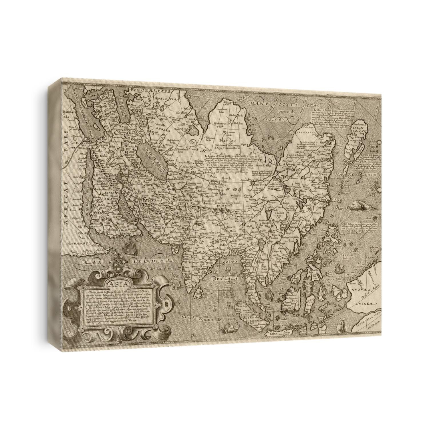 Old map of Asia from c1600 by Arnoldo di Arnoldi.