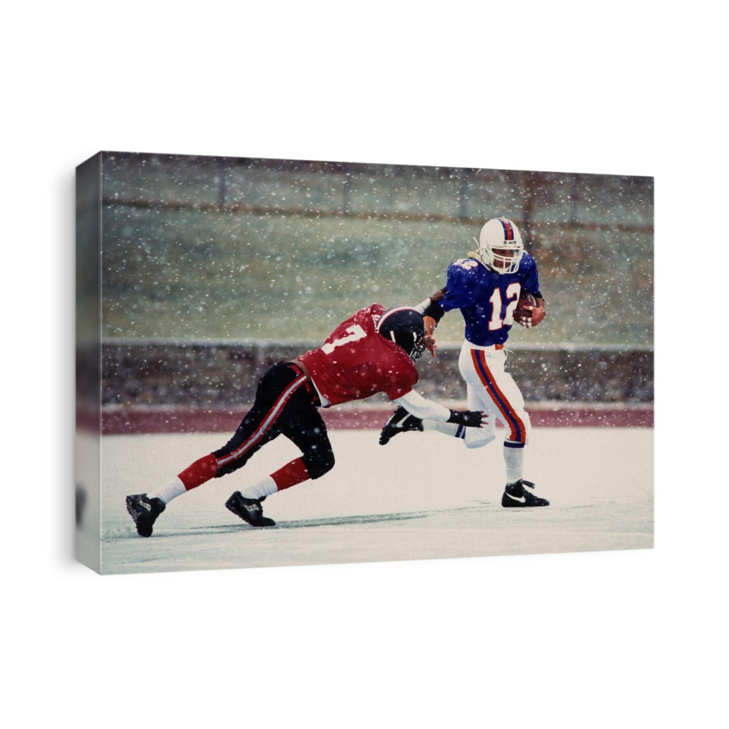 Football players in action