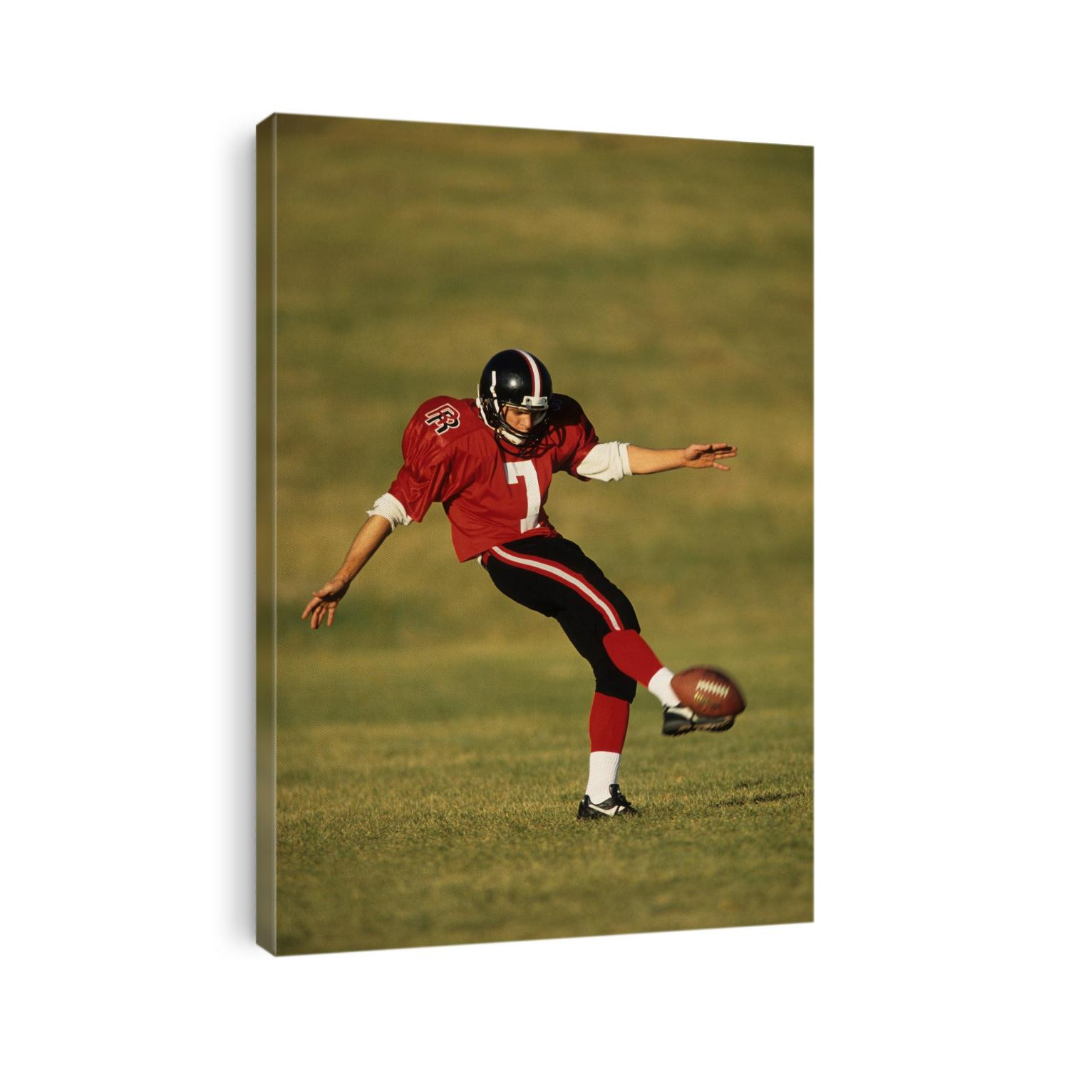 Football kicker in action