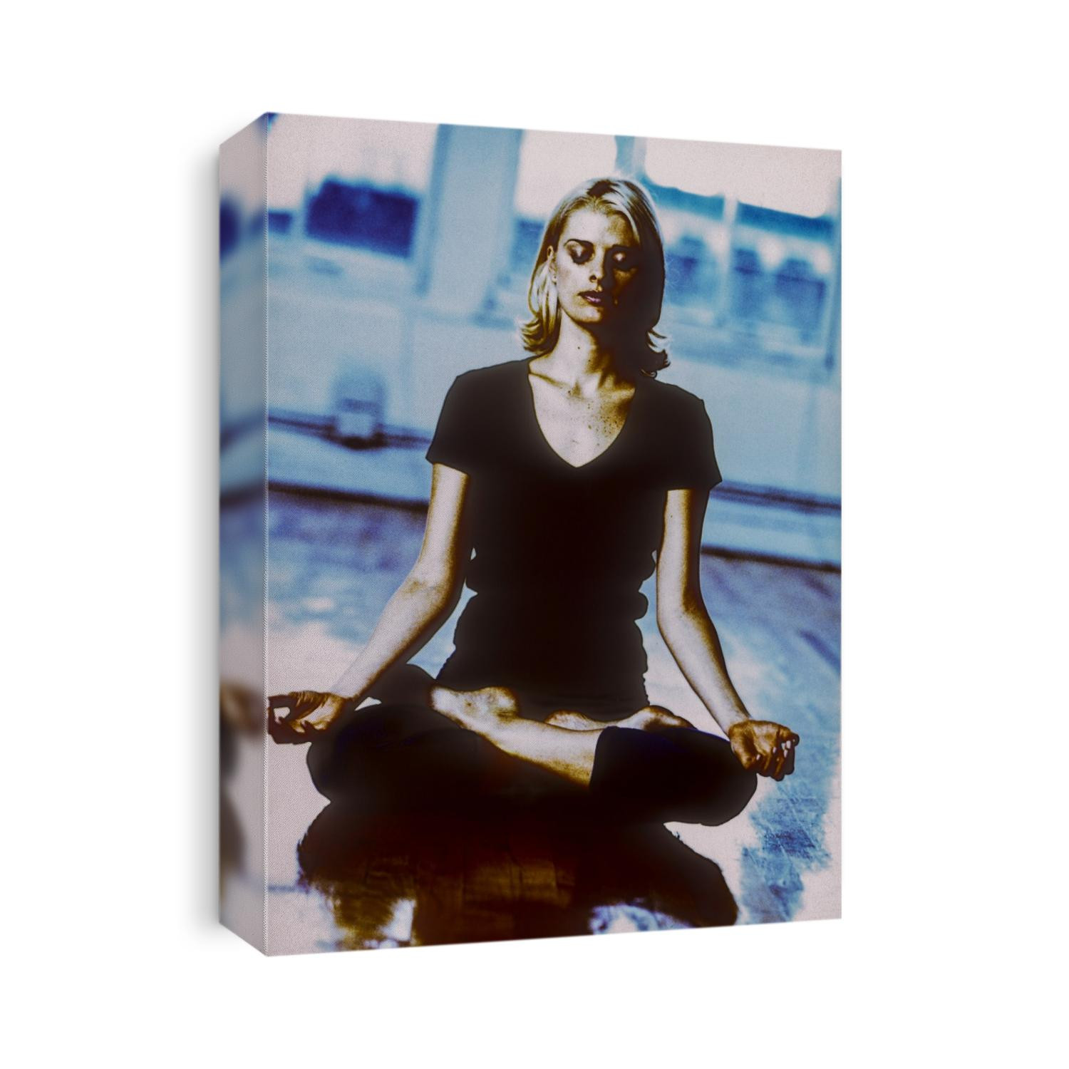 Young woman in yoga position.