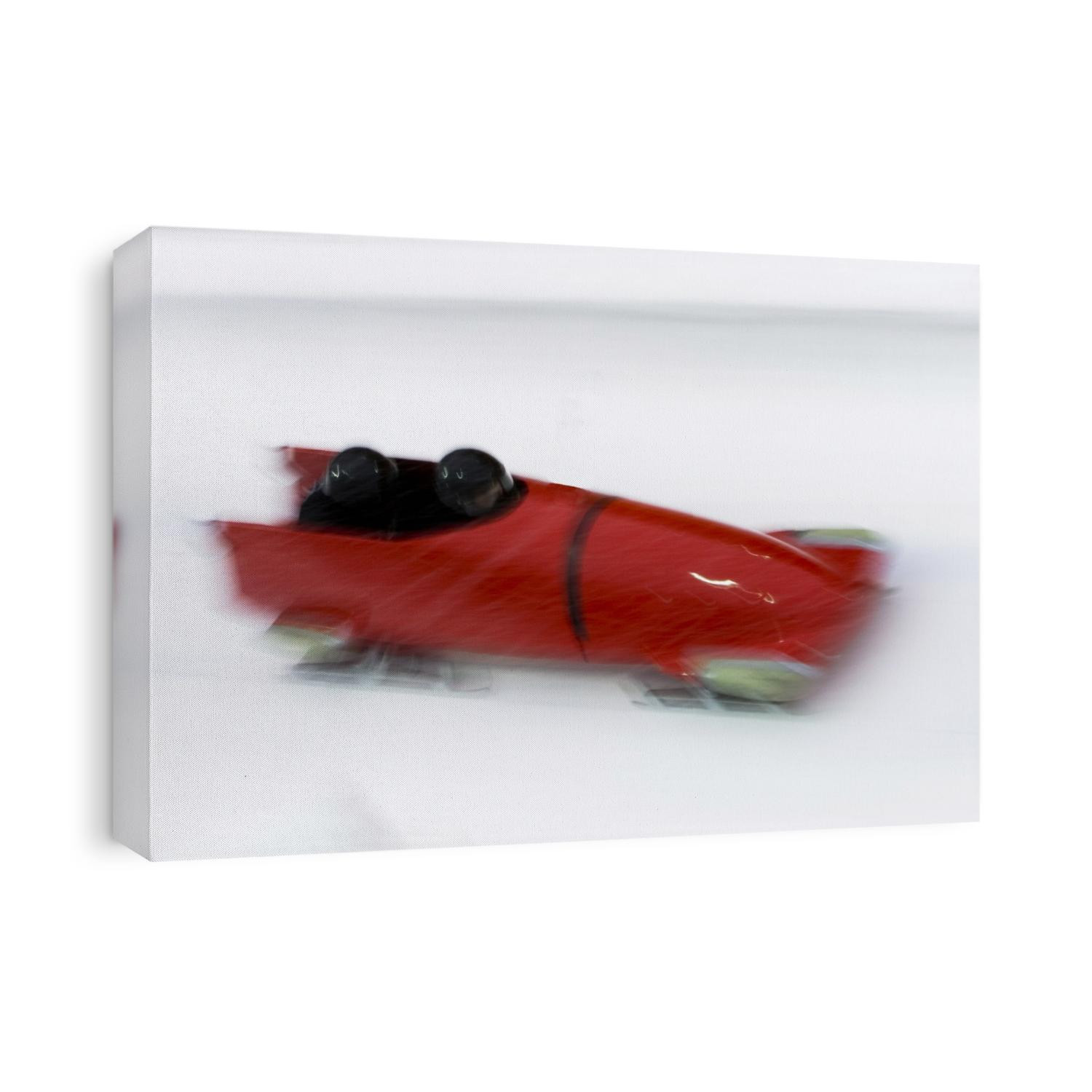 Two man bobsled in action
