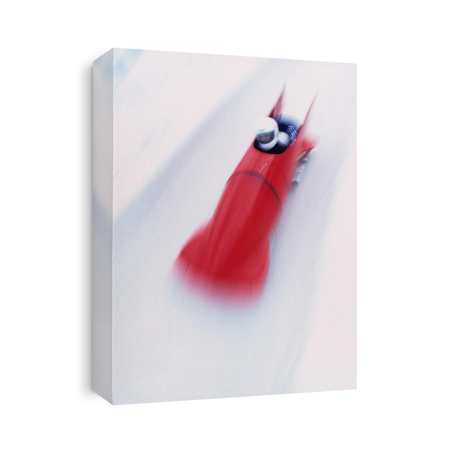 Blurred action of two man bobsled