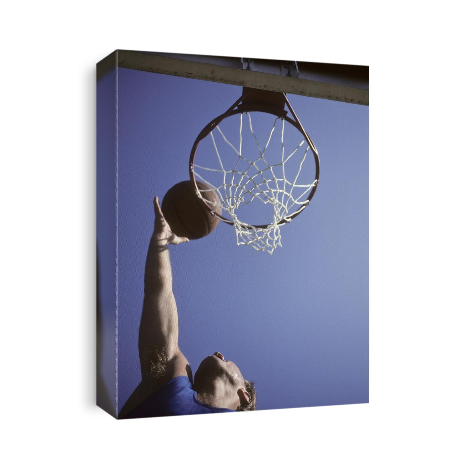 Men's outdoor basketball pickup game.