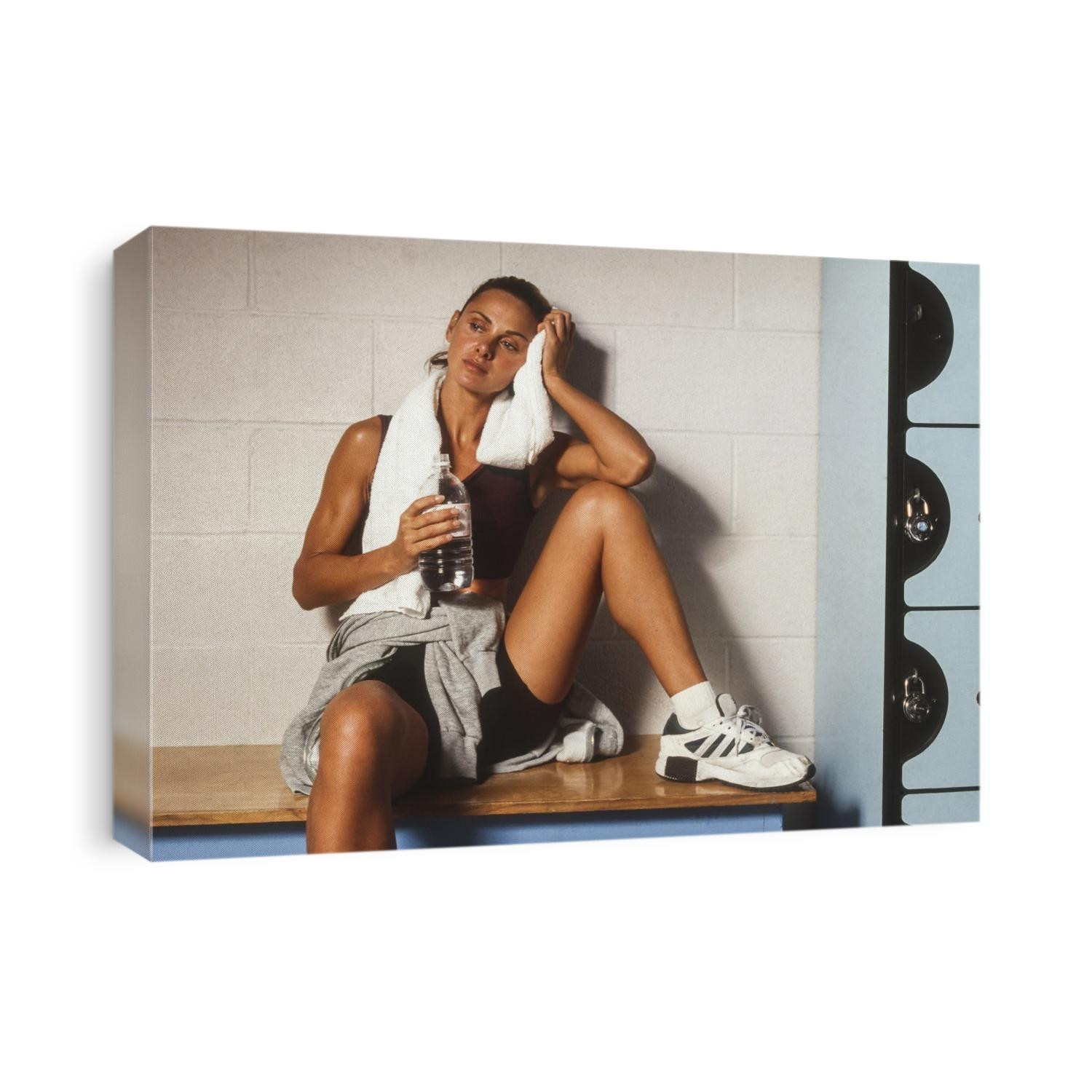 Woman resting after working out.