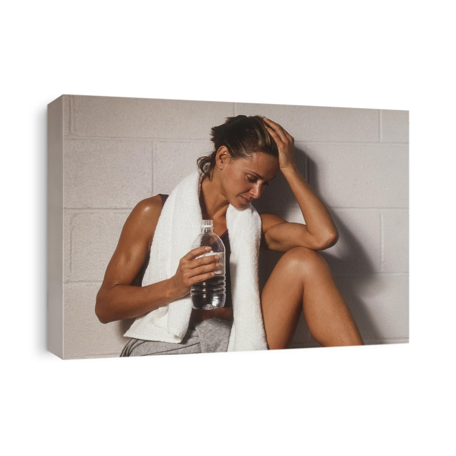 Woman resting after working out.