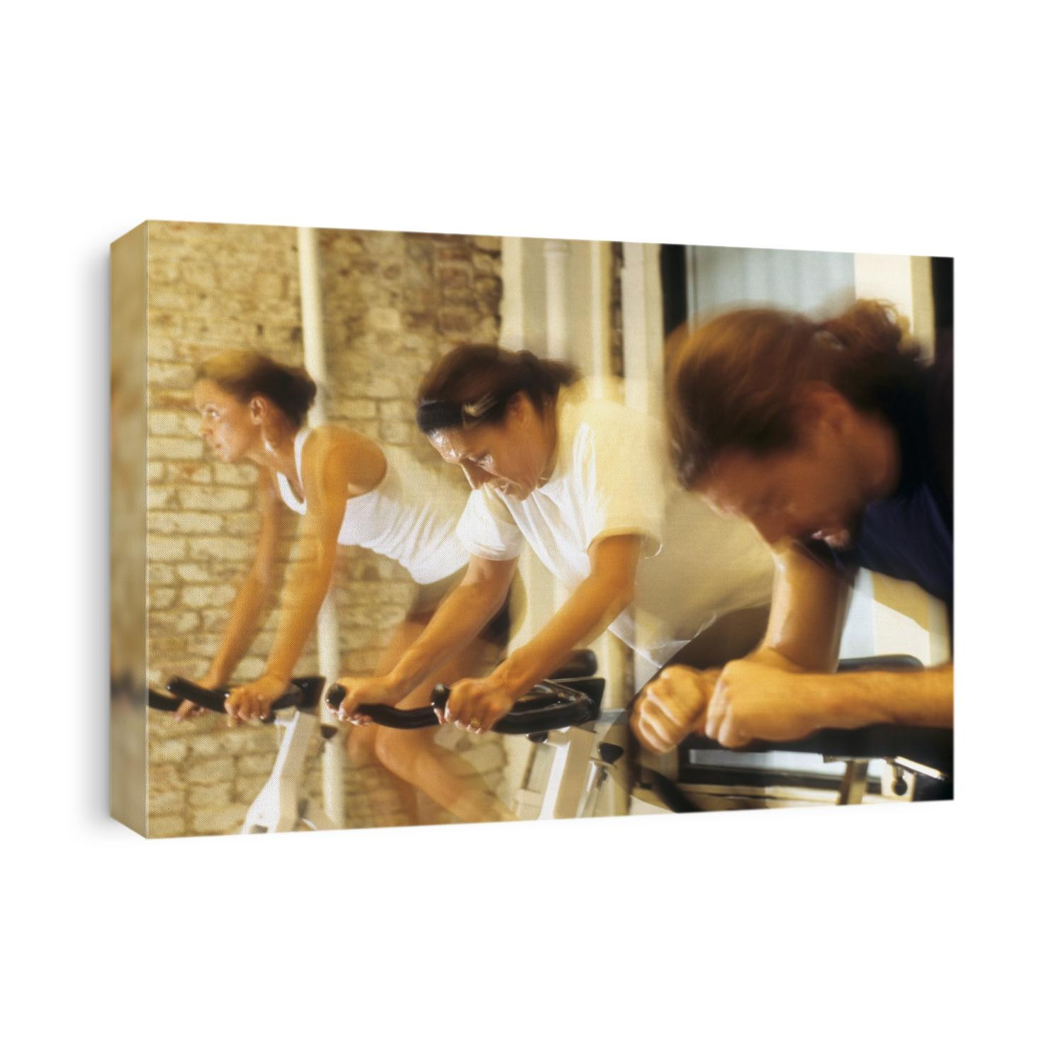 Cycling spinning class in action.