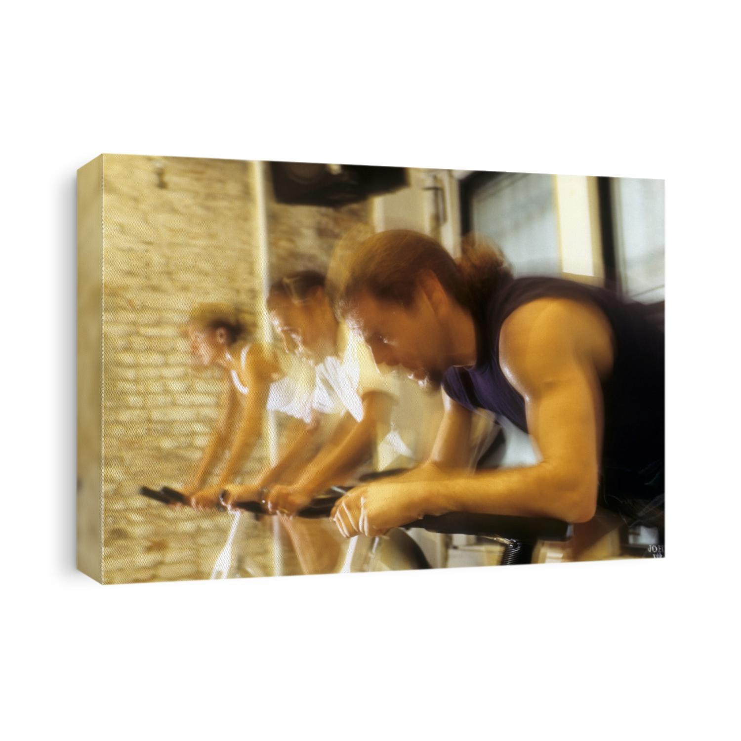 Cycling spinning class in action.