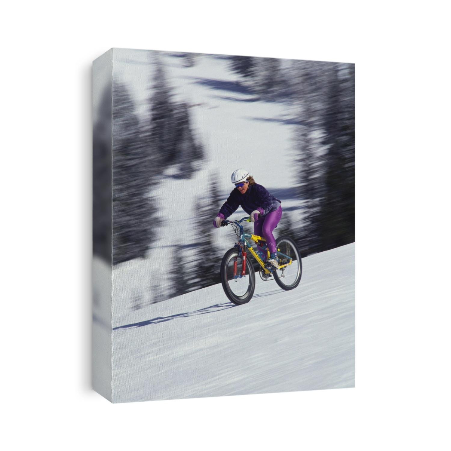 Mountain biking on snow.