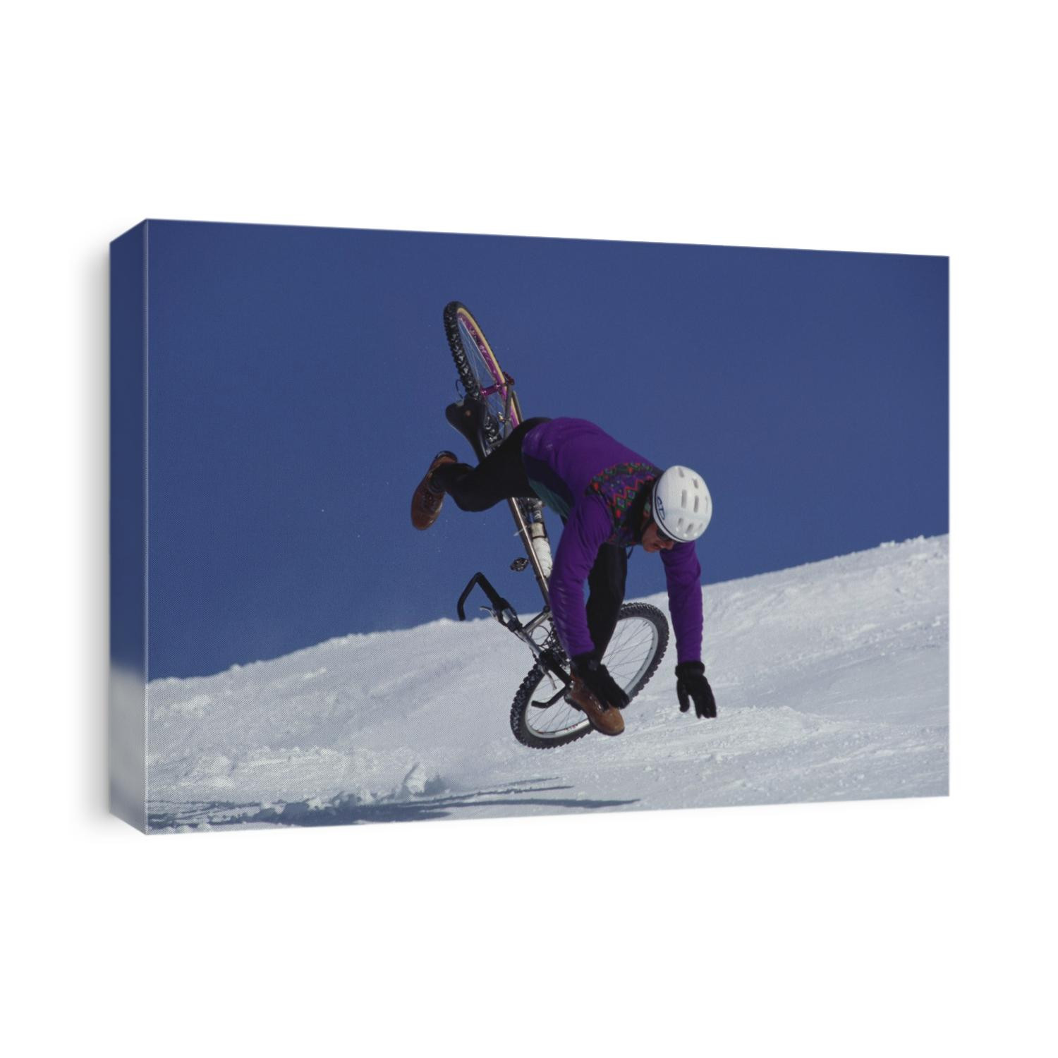Mountain biking on snow.