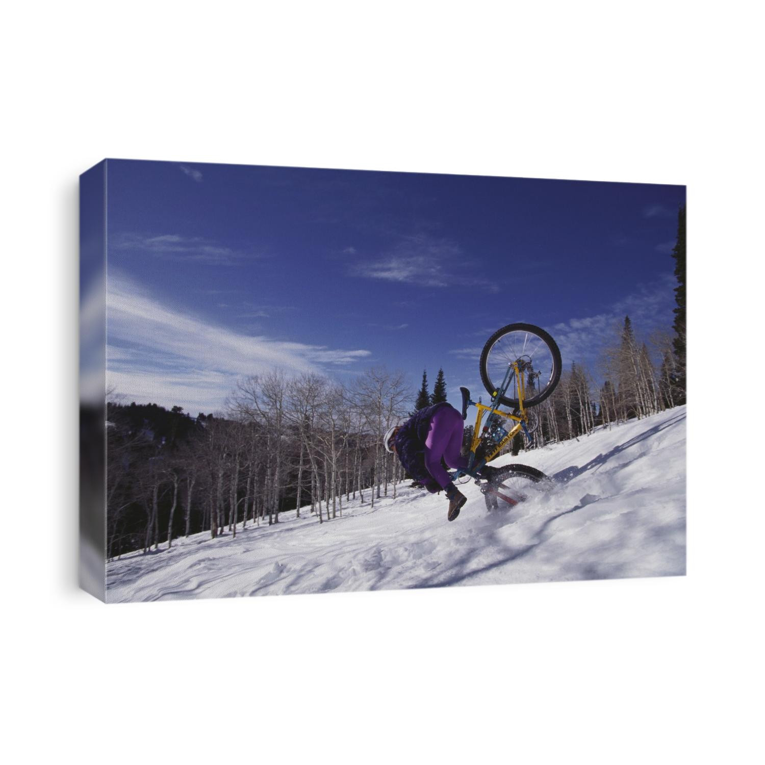 Mountain biking on snow.