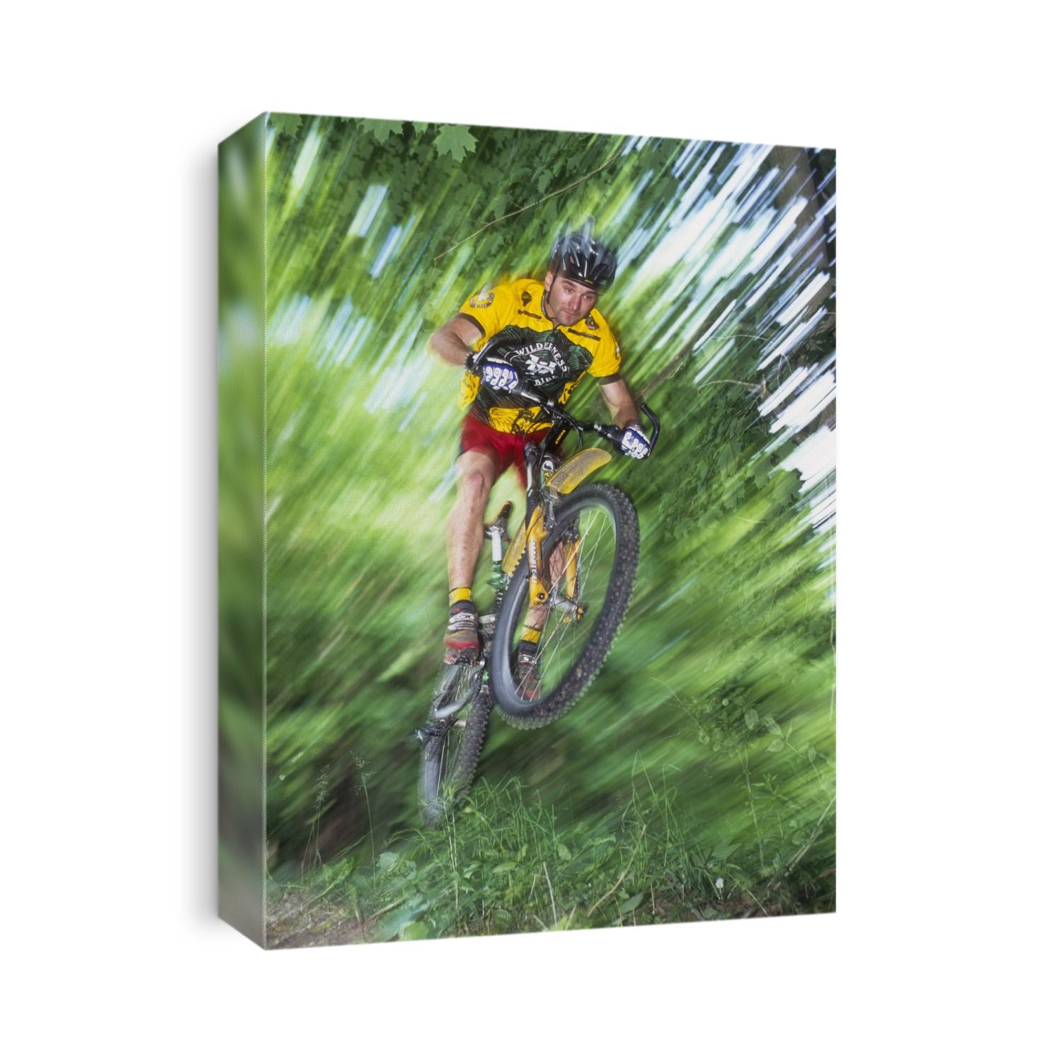 Recreational mountain biker riding on the trails.