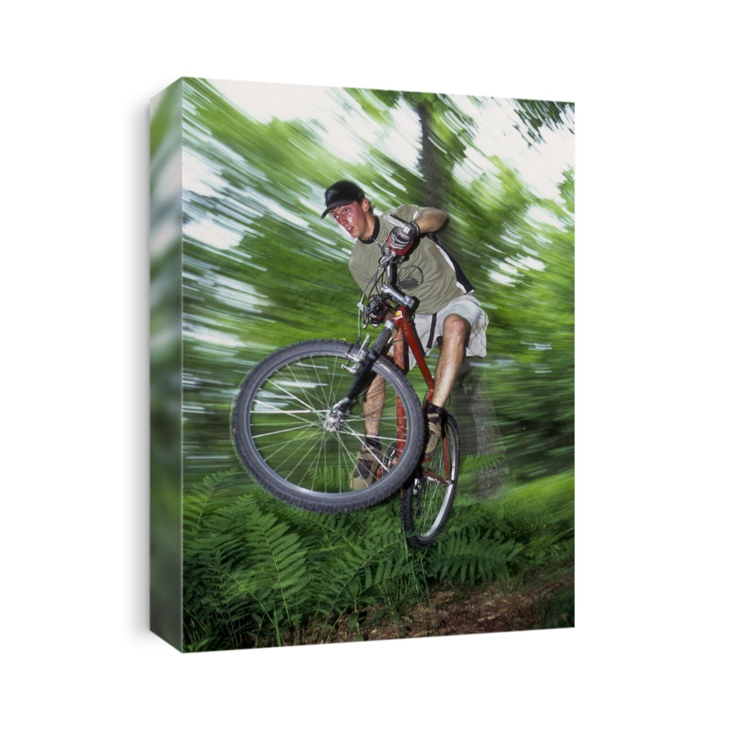 Recreational mountain biker riding on the trails.