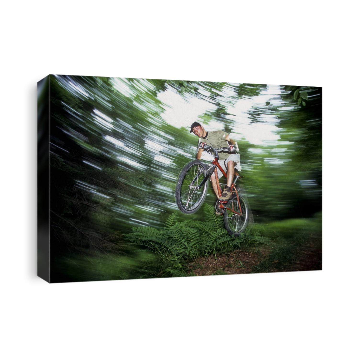 Recreational mountain biker riding on the trails.