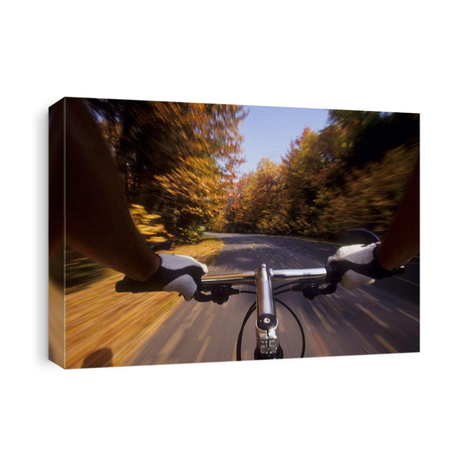 Detail of cyclist view while riding on the roads.