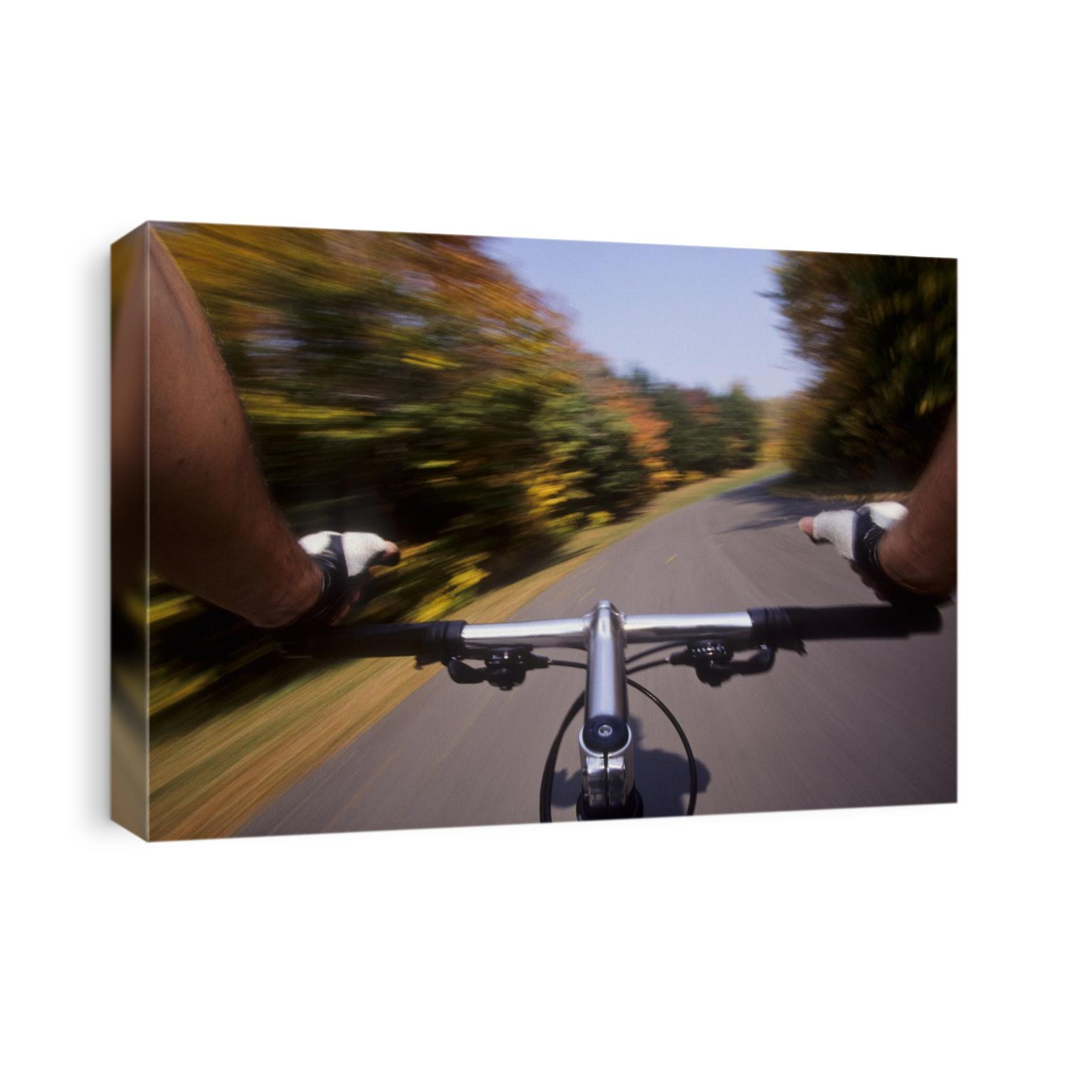 Detail of cyclist view while riding on the roads.