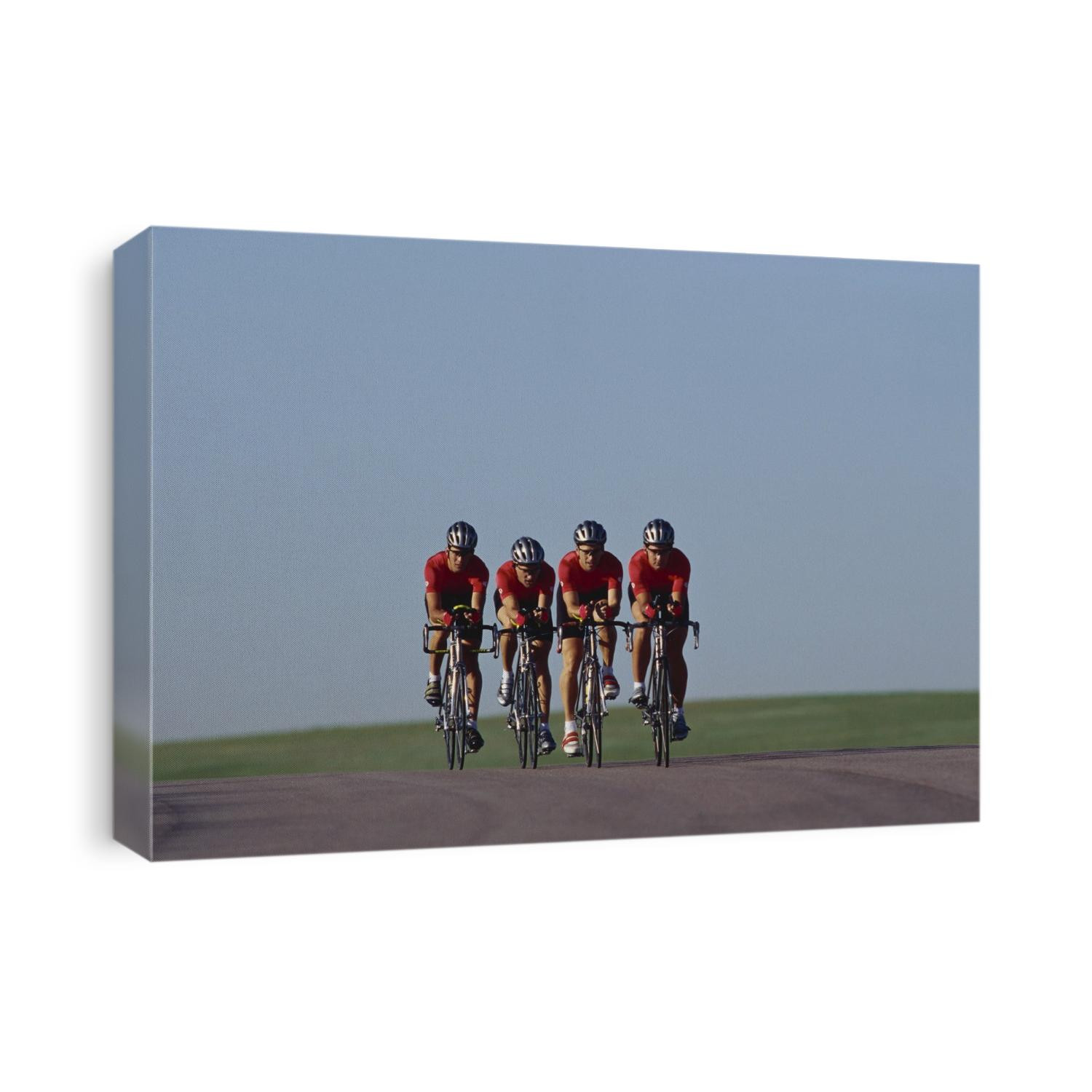 Road cycling team in action.