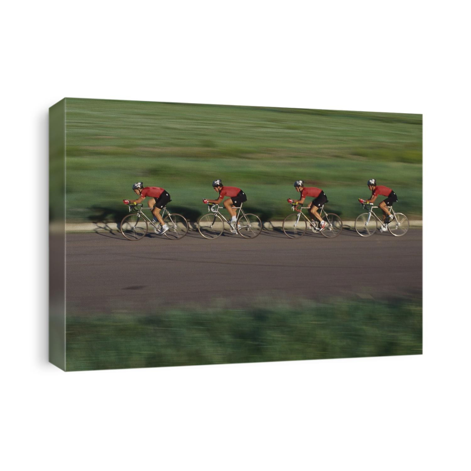 Road cycling team in action.