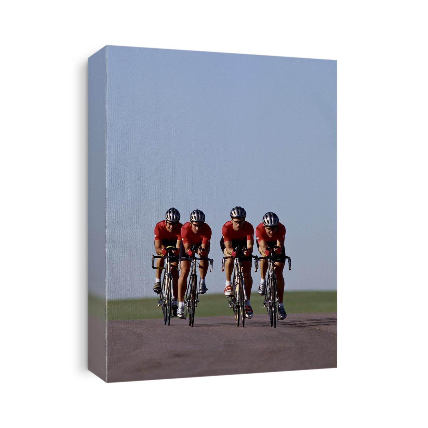 Road cycling team in action.