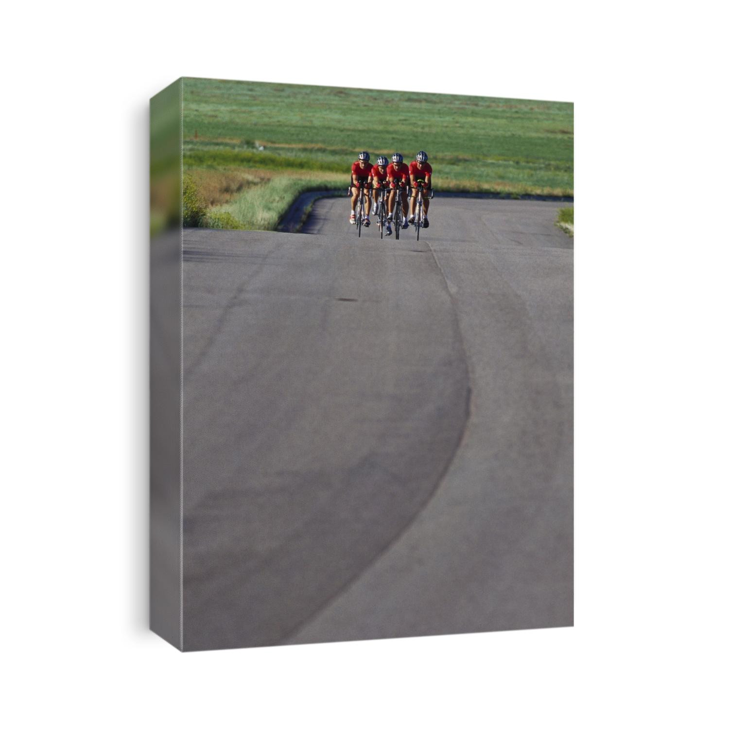 Road cycling team in action.